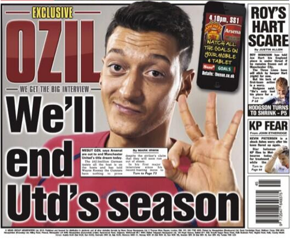 Sun back page   Ozil  We ll end United s season